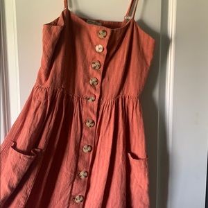 Stripped button up dress with pockets